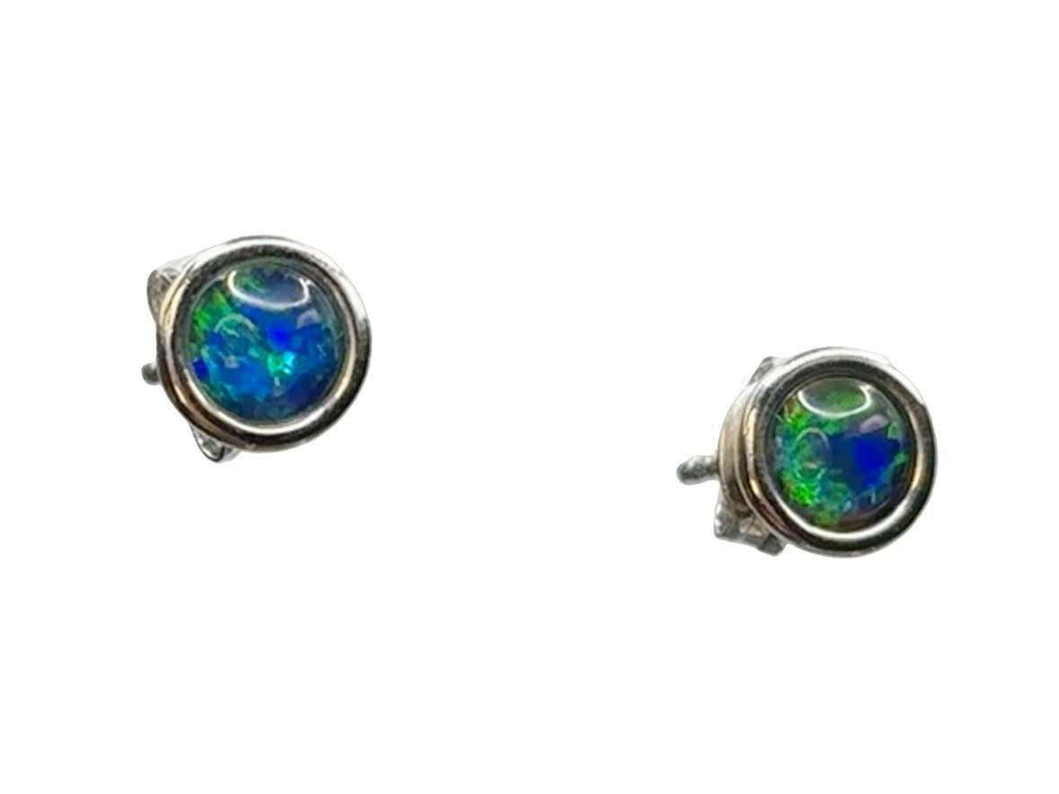 Sterling Silver Triplet Opal Stud Earrings
