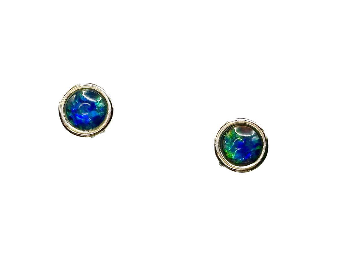 Sterling Silver Triplet Opal Stud Earrings