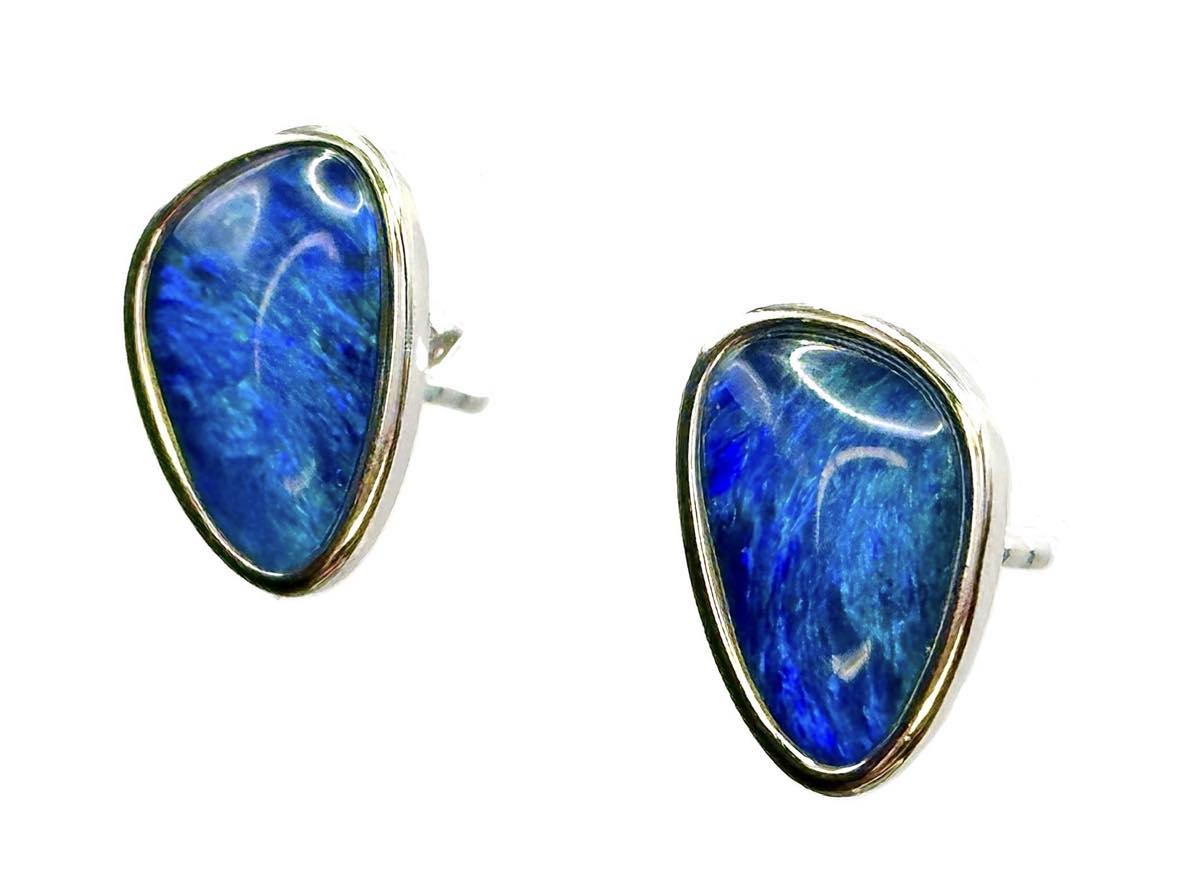 Sterling Silver Triplet Opal Stud Earrings