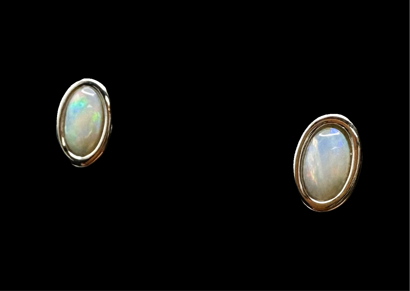 Sterling Silver Solid Opal Stud Earrings