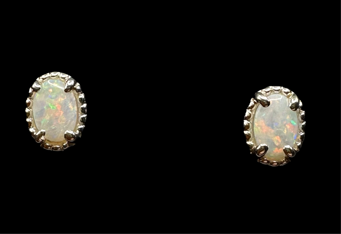 Sterling Silver Solid Opal Stud Earrings