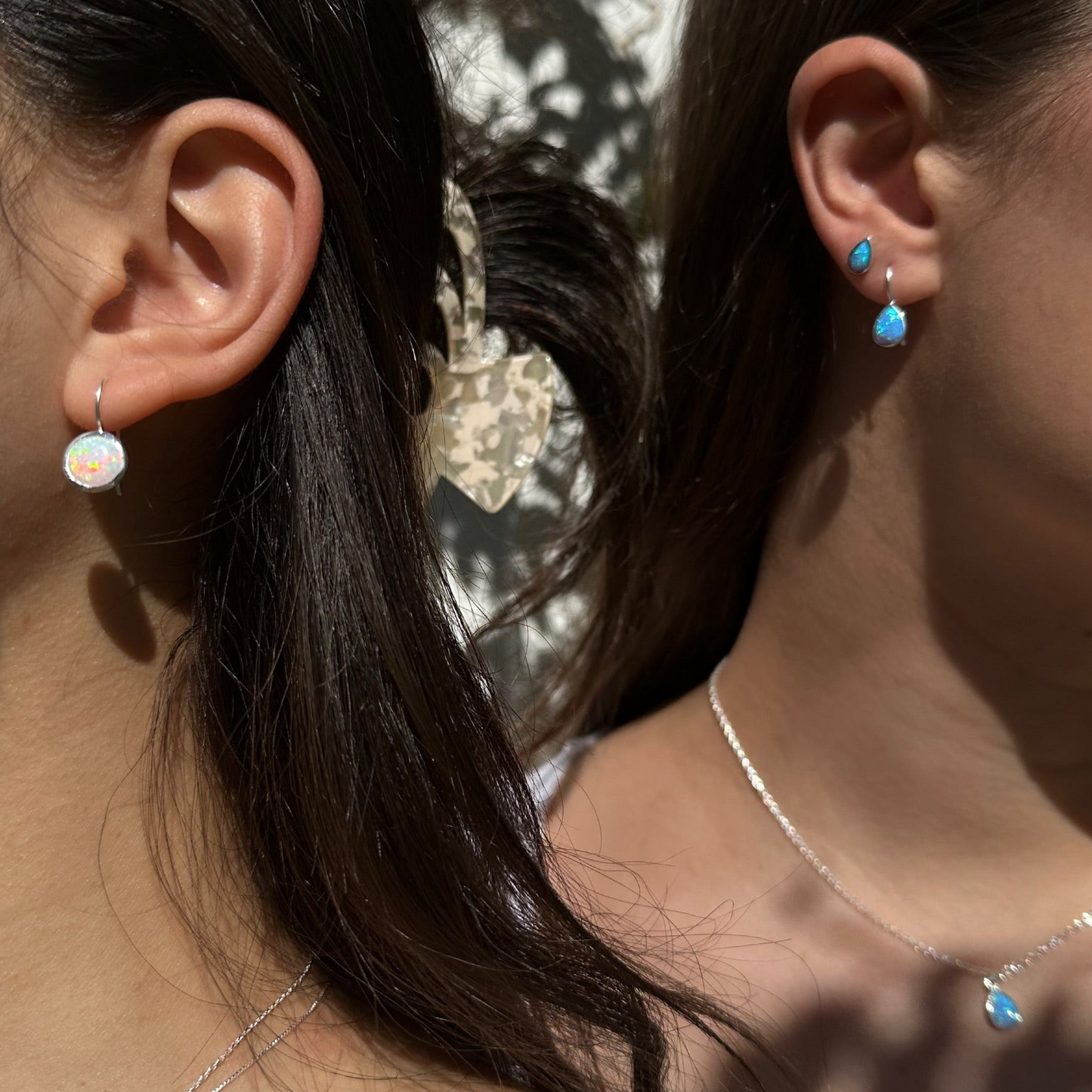 Sterling Silver Blue Opalite Stud Earrings