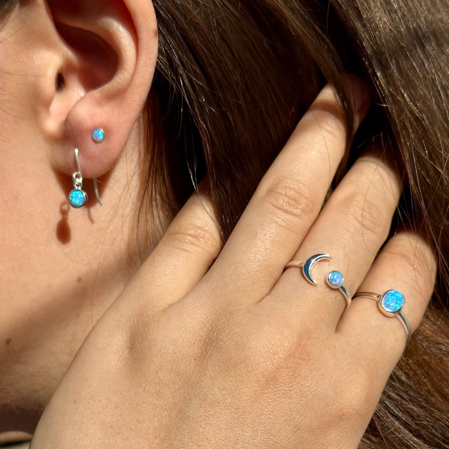 Sterling Silver Blue Opalite Earrings