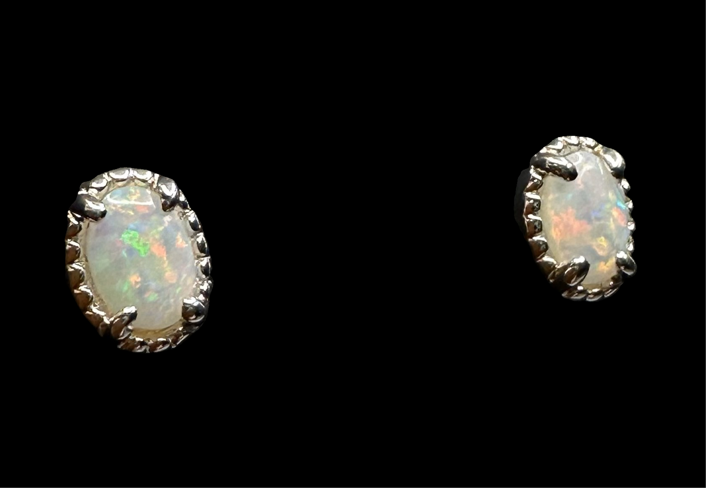 Sterling Silver Solid Opal Stud Earrings