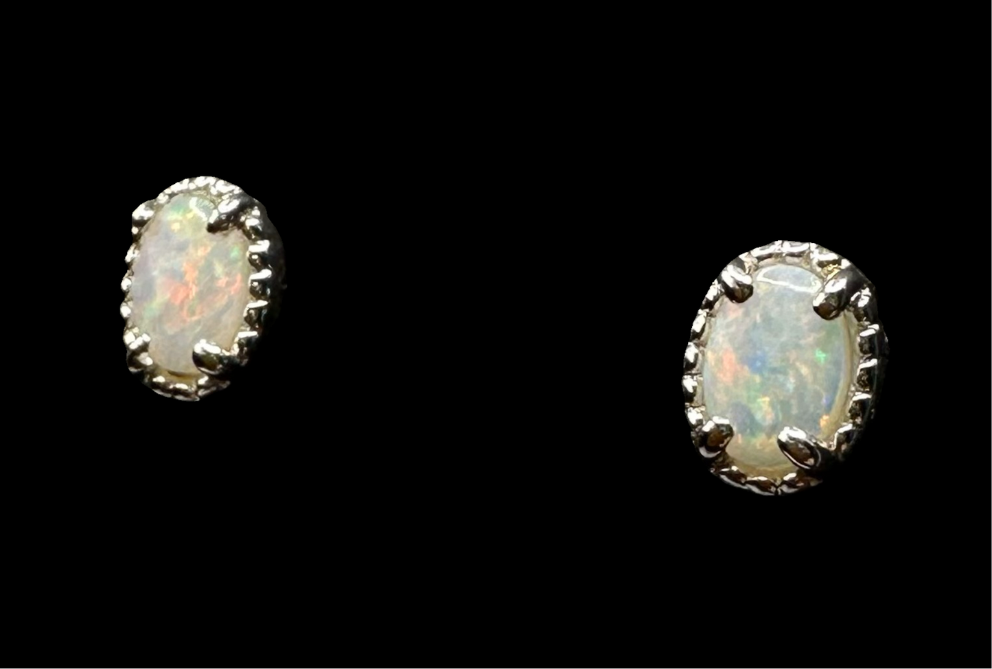 Sterling Silver Solid Opal Stud Earrings