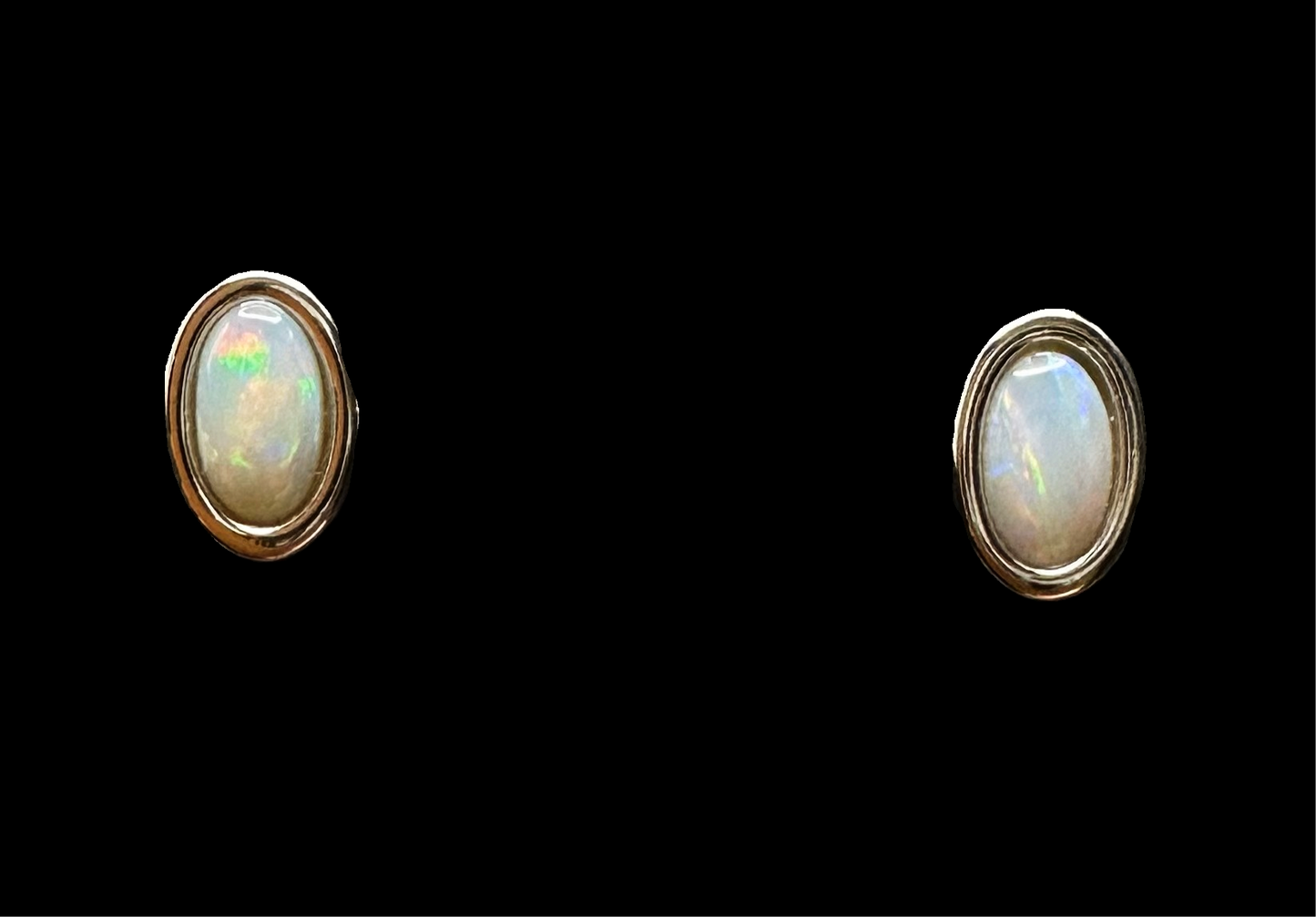 Sterling Silver Solid Opal Stud Earrings