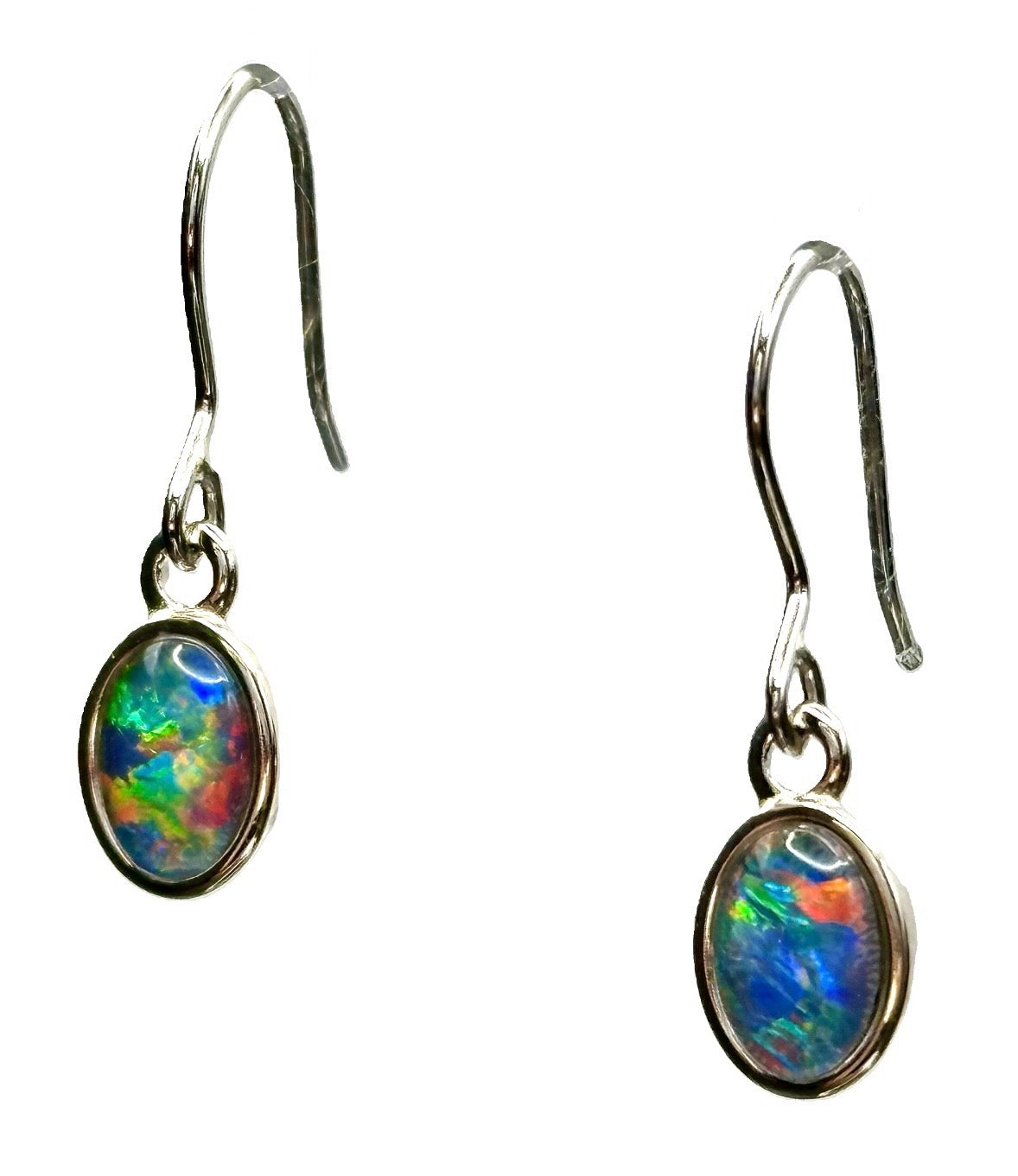 Sterling Silver Triplet Opal Earrings