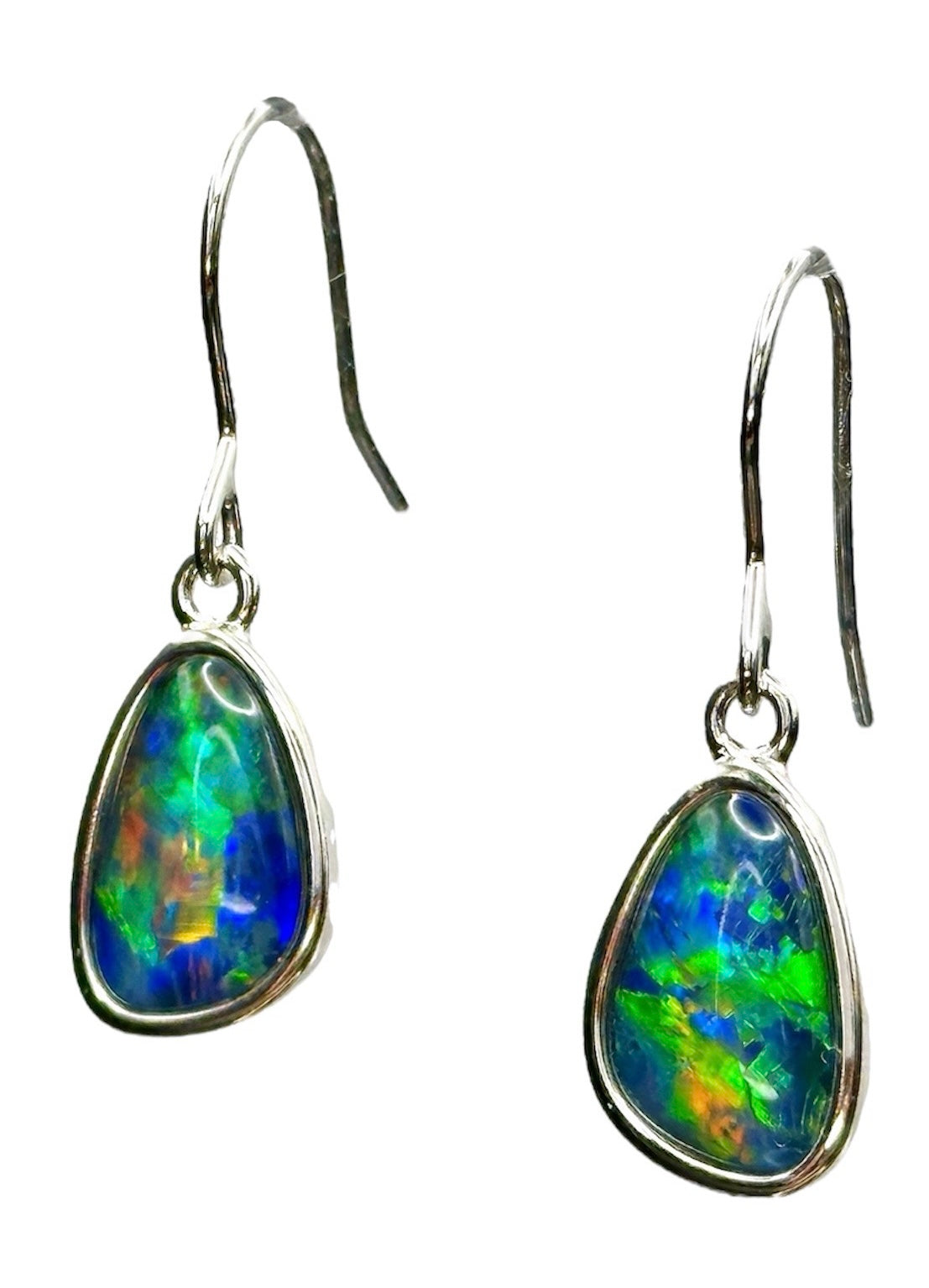 Sterling Silver Triplet Opal Earrings