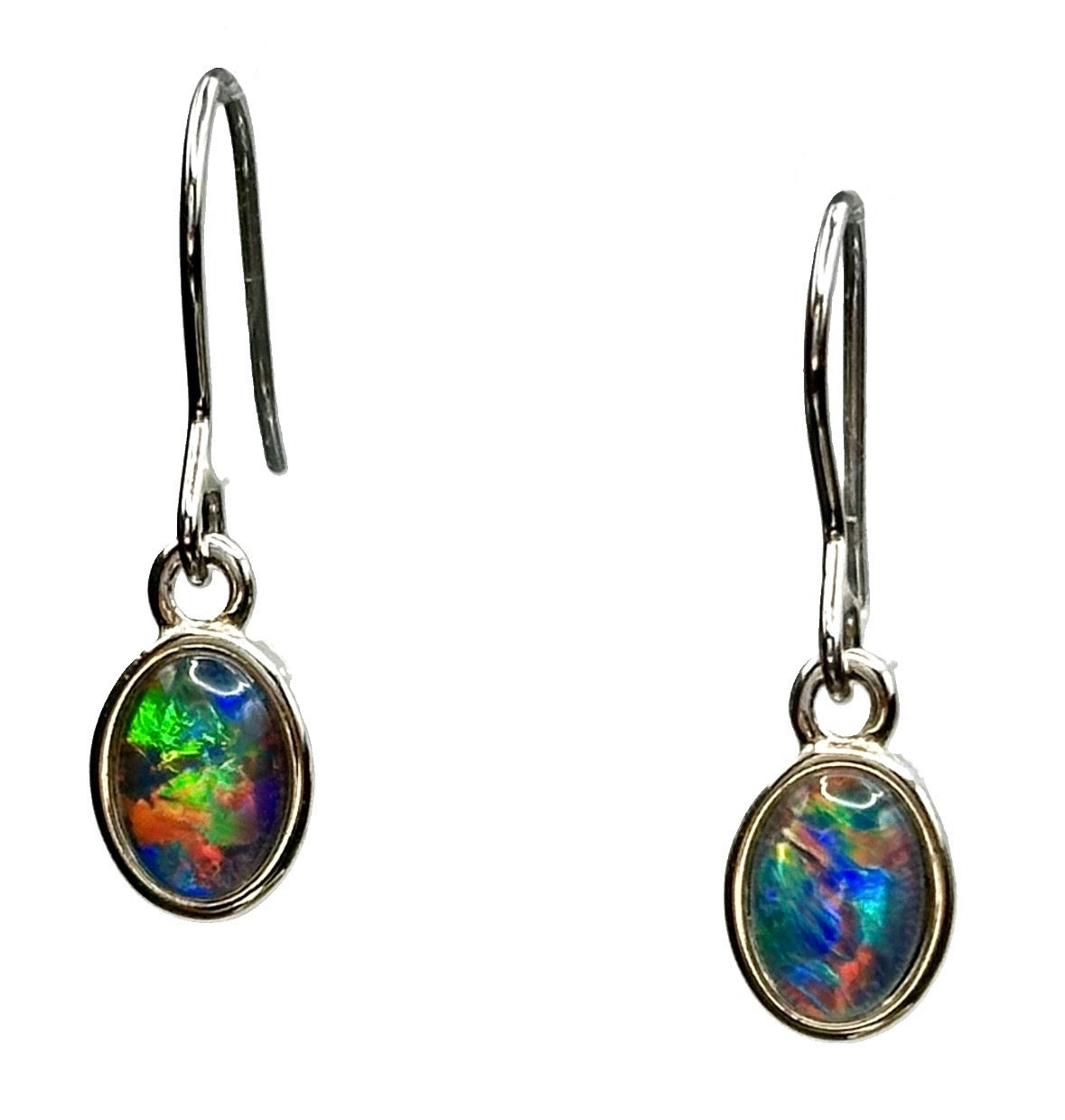 Sterling Silver Triplet Opal Earrings