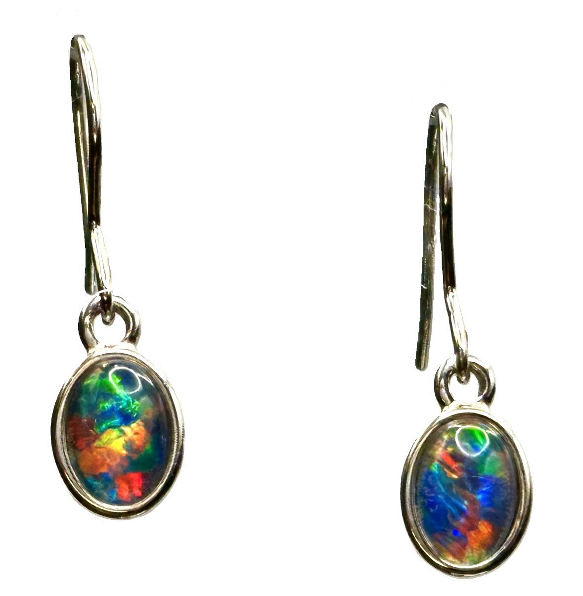 Sterling Silver Triplet Opal Earrings