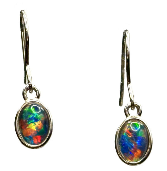 Sterling Silver Triplet Opal Earrings
