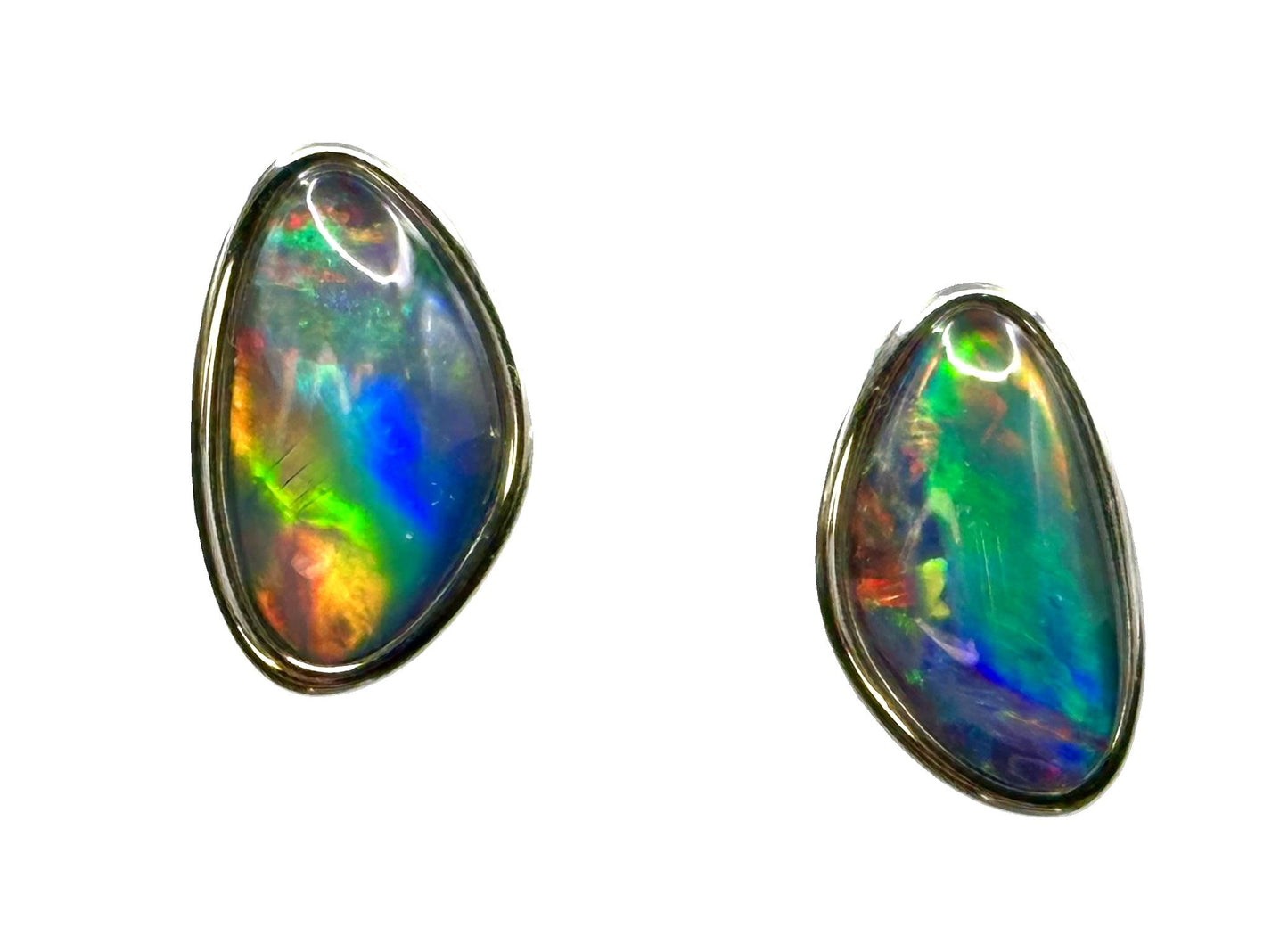 Sterling Silver Triplet Opal Stud Earrings