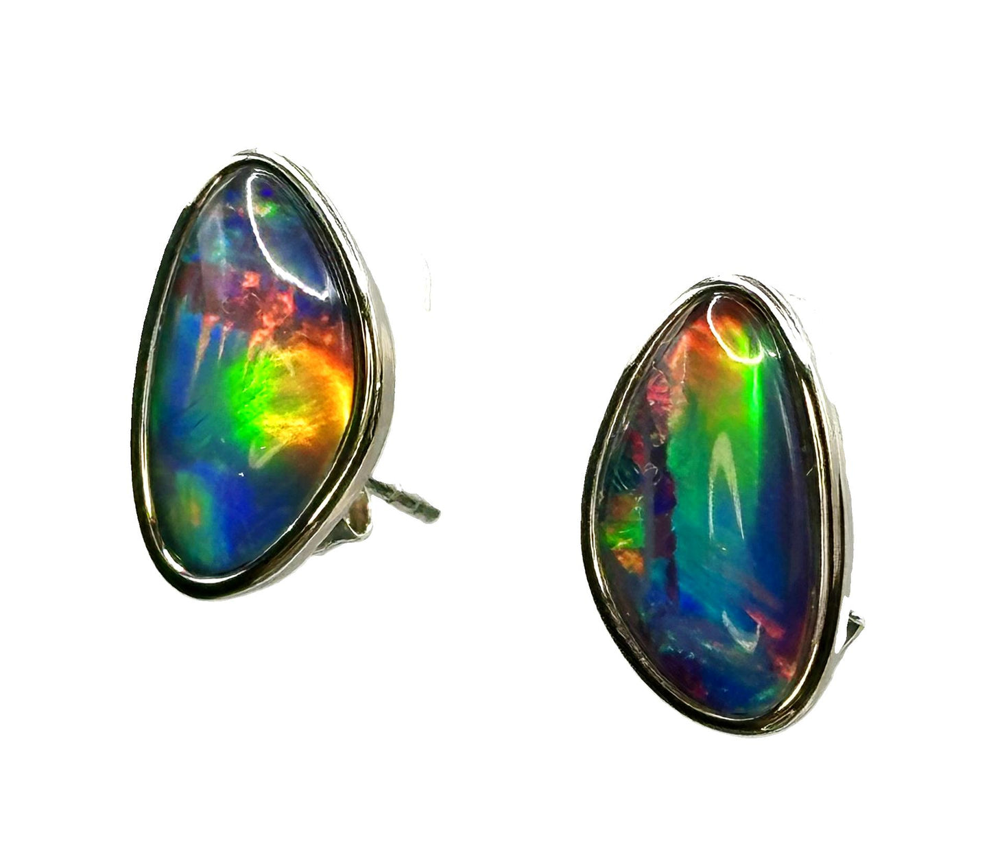 Sterling Silver Triplet Opal Stud Earrings