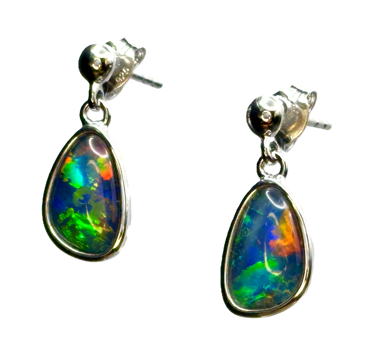 Sterling Silver Triplet Opal Earrings