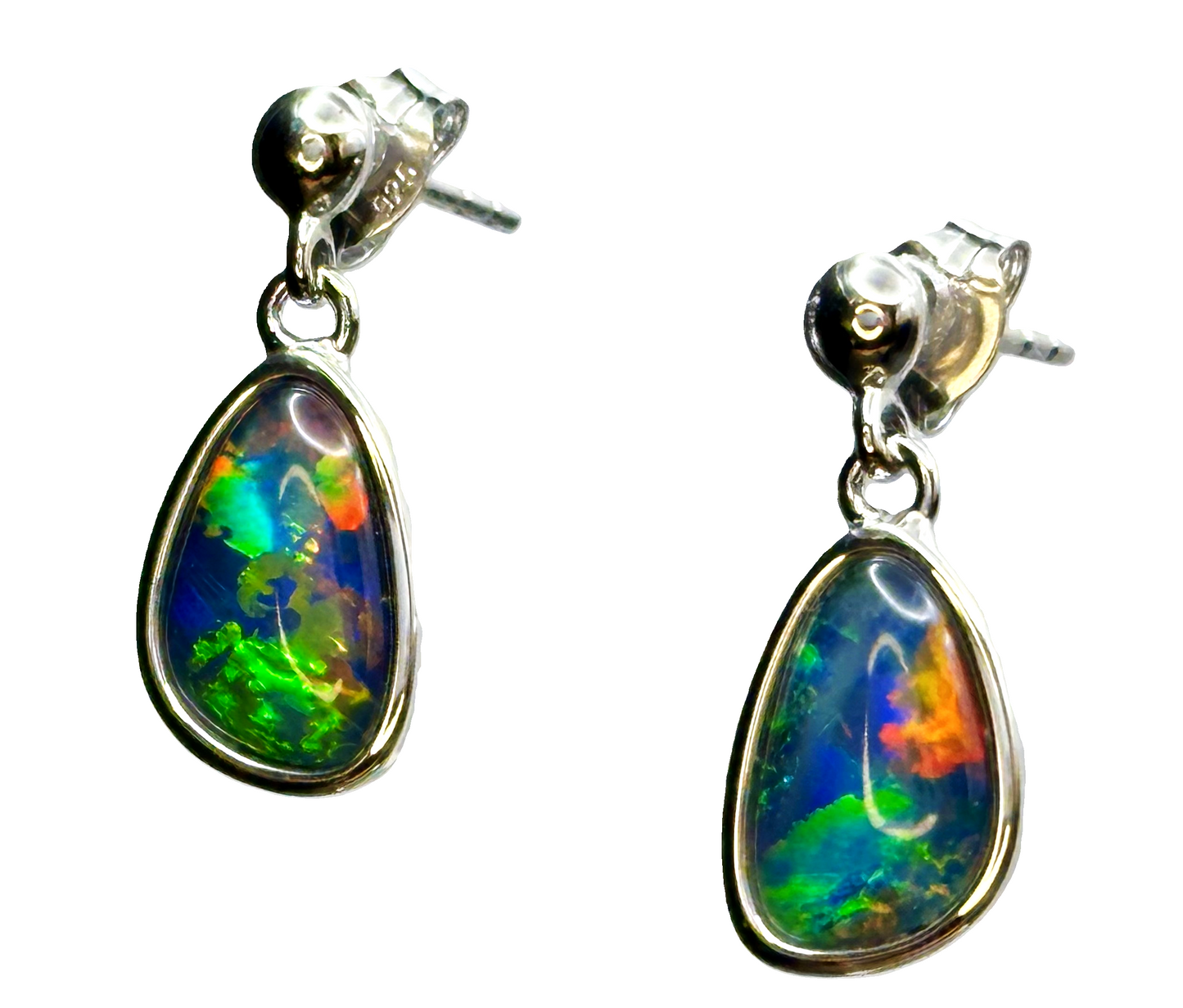 Sterling Silver Triplet Opal Earrings