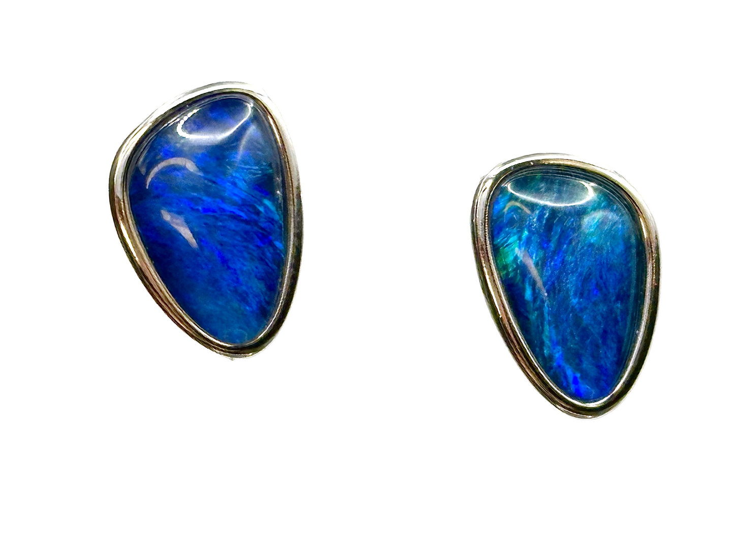 Sterling Silver Triplet Opal Stud Earrings