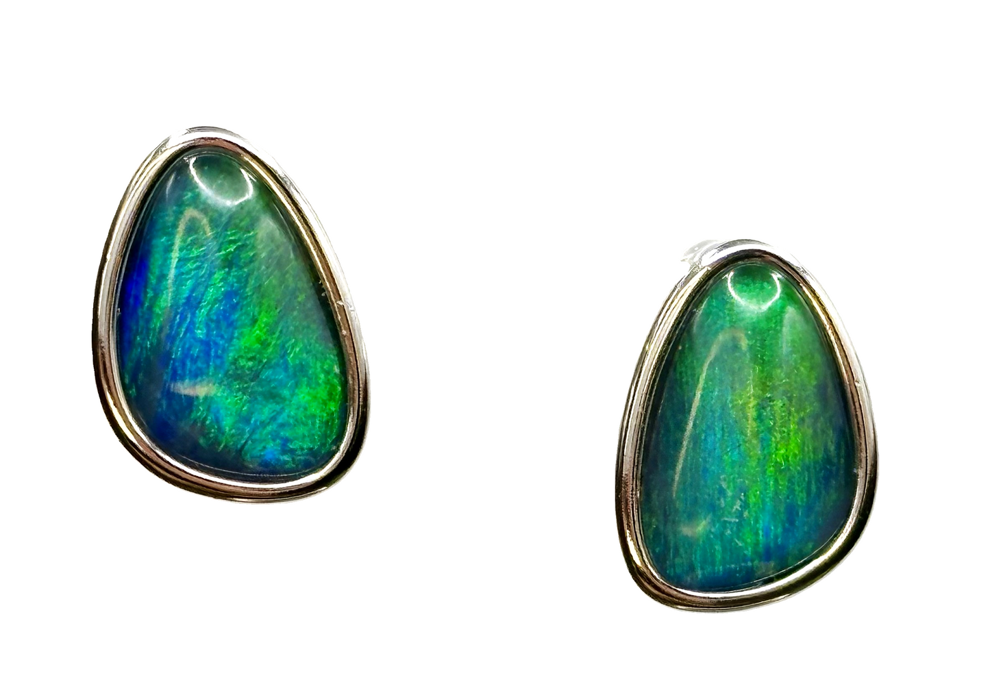 Sterling Silver Triplet Opal Stud Earrings