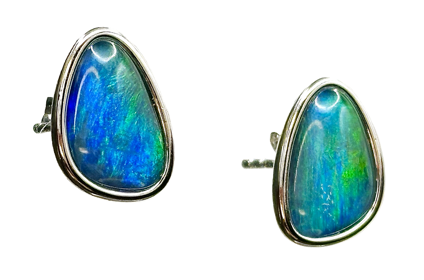 Sterling Silver Triplet Opal Stud Earrings