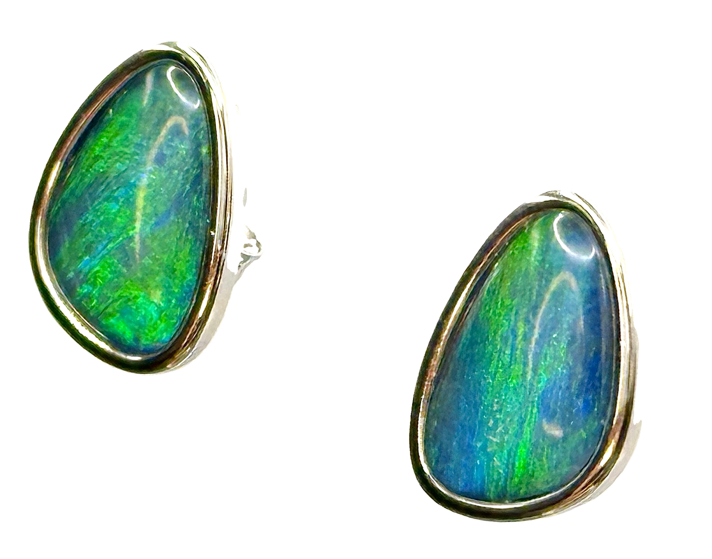 Sterling Silver Triplet Opal Stud Earrings