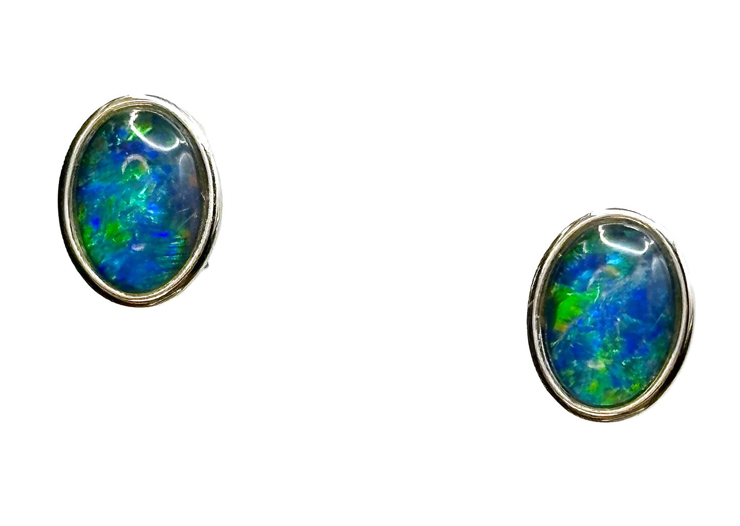 Sterling Silver Triplet Opal Stud Earrings