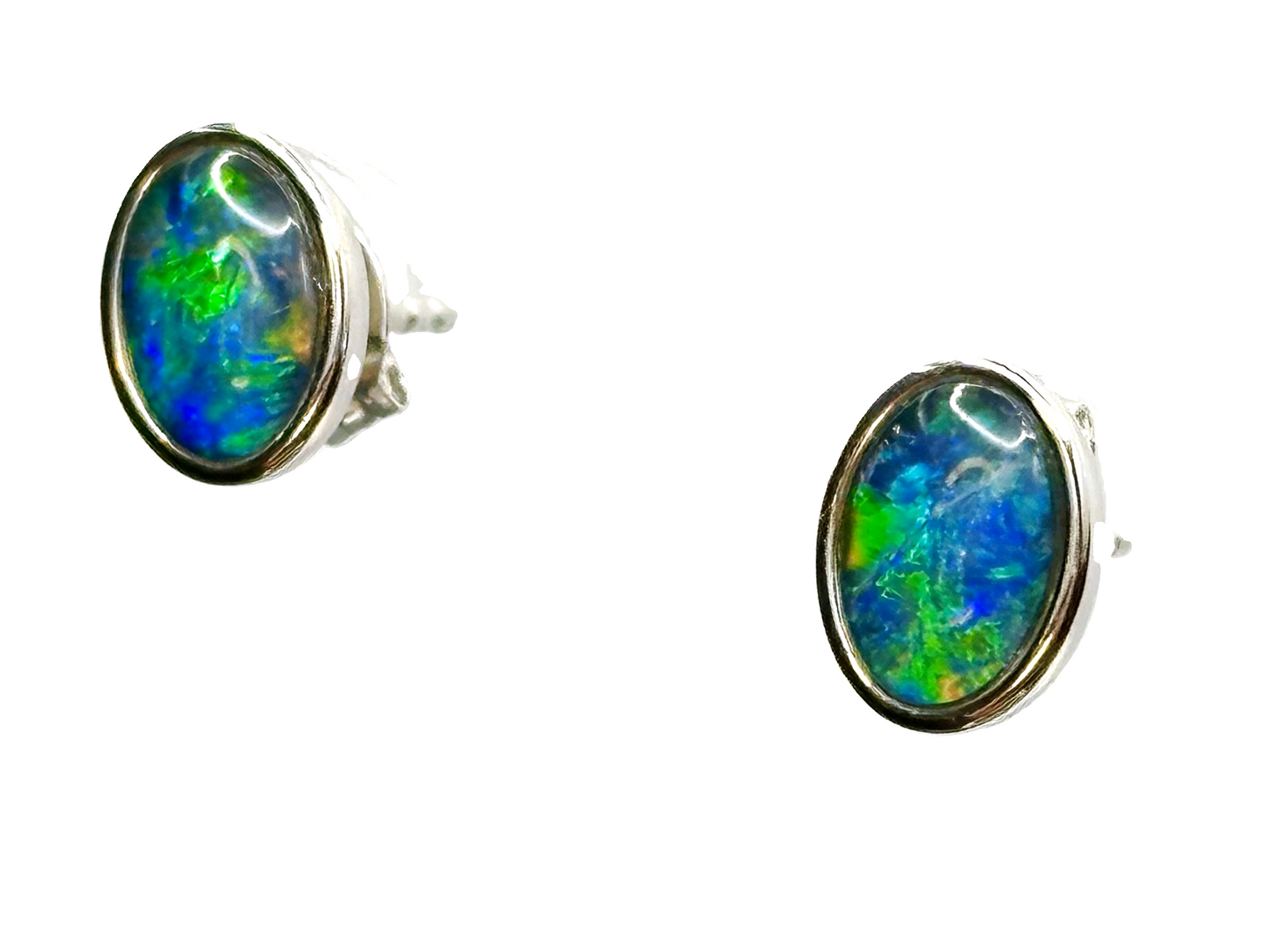 Sterling Silver Triplet Opal Stud Earrings