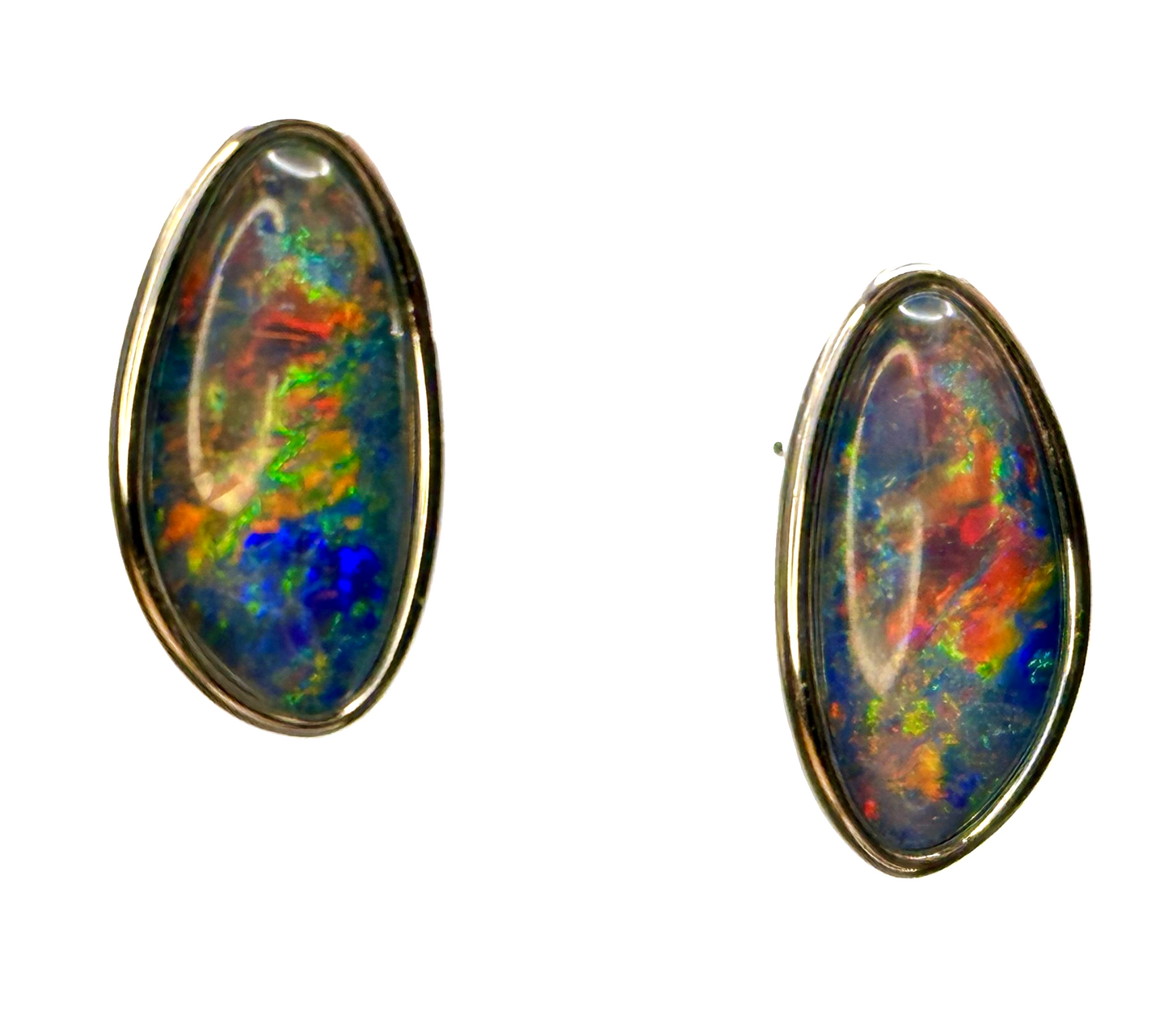 Sterling Silver Triplet Opal Stud Earrings