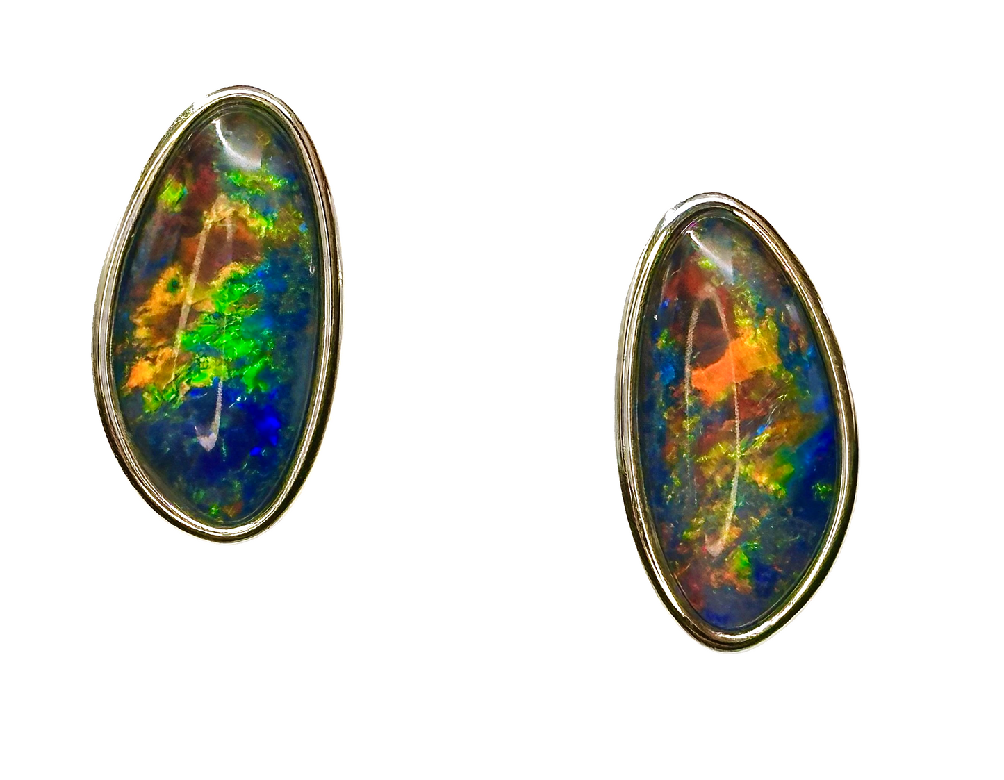 Sterling Silver Triplet Opal Stud Earrings
