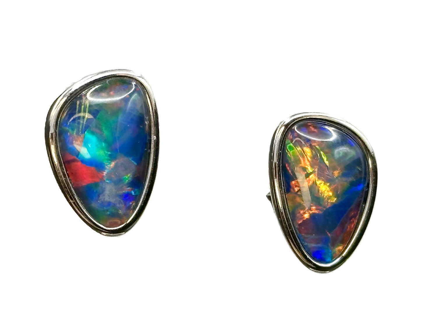 Sterling Silver Triplet Opal Stud Earrings