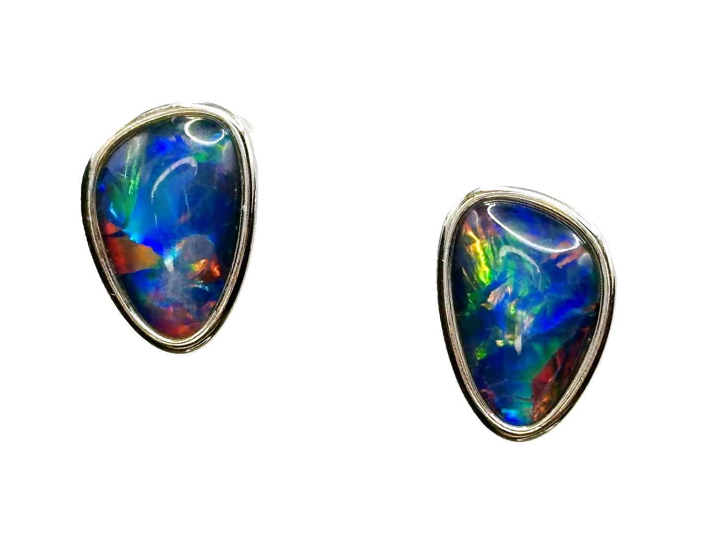 Sterling Silver Triplet Opal Stud Earrings
