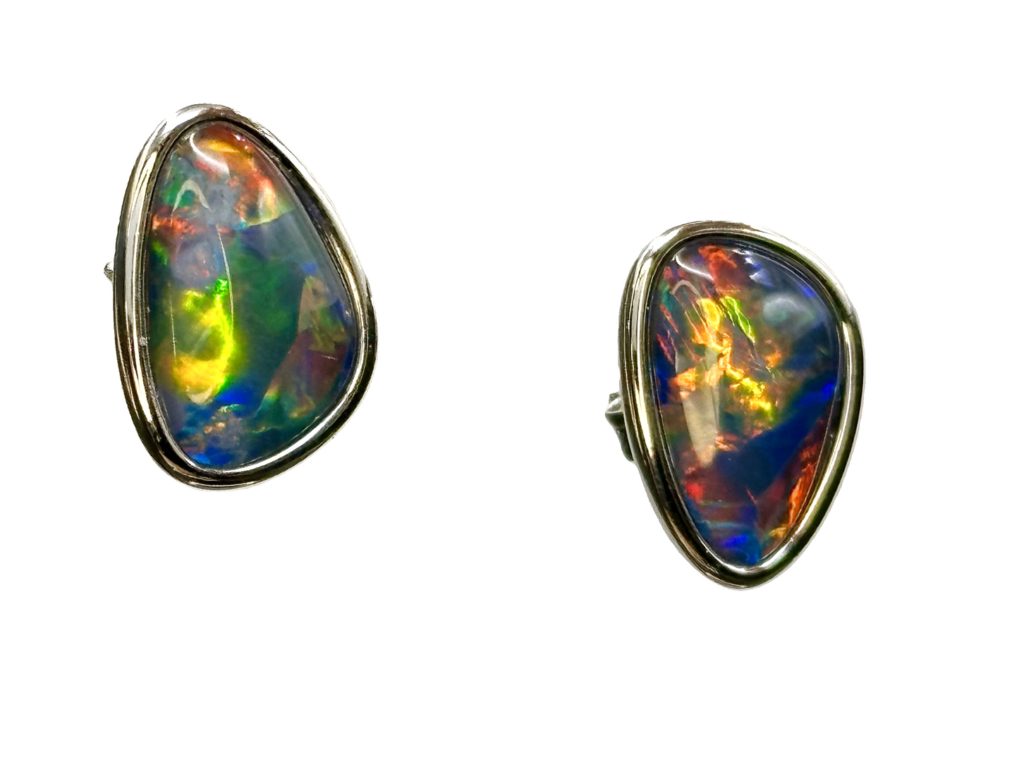 Sterling Silver Triplet Opal Stud Earrings