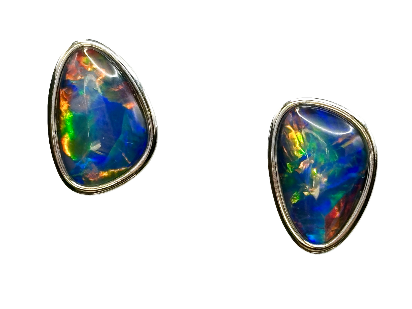 Sterling Silver Triplet Opal Stud Earrings