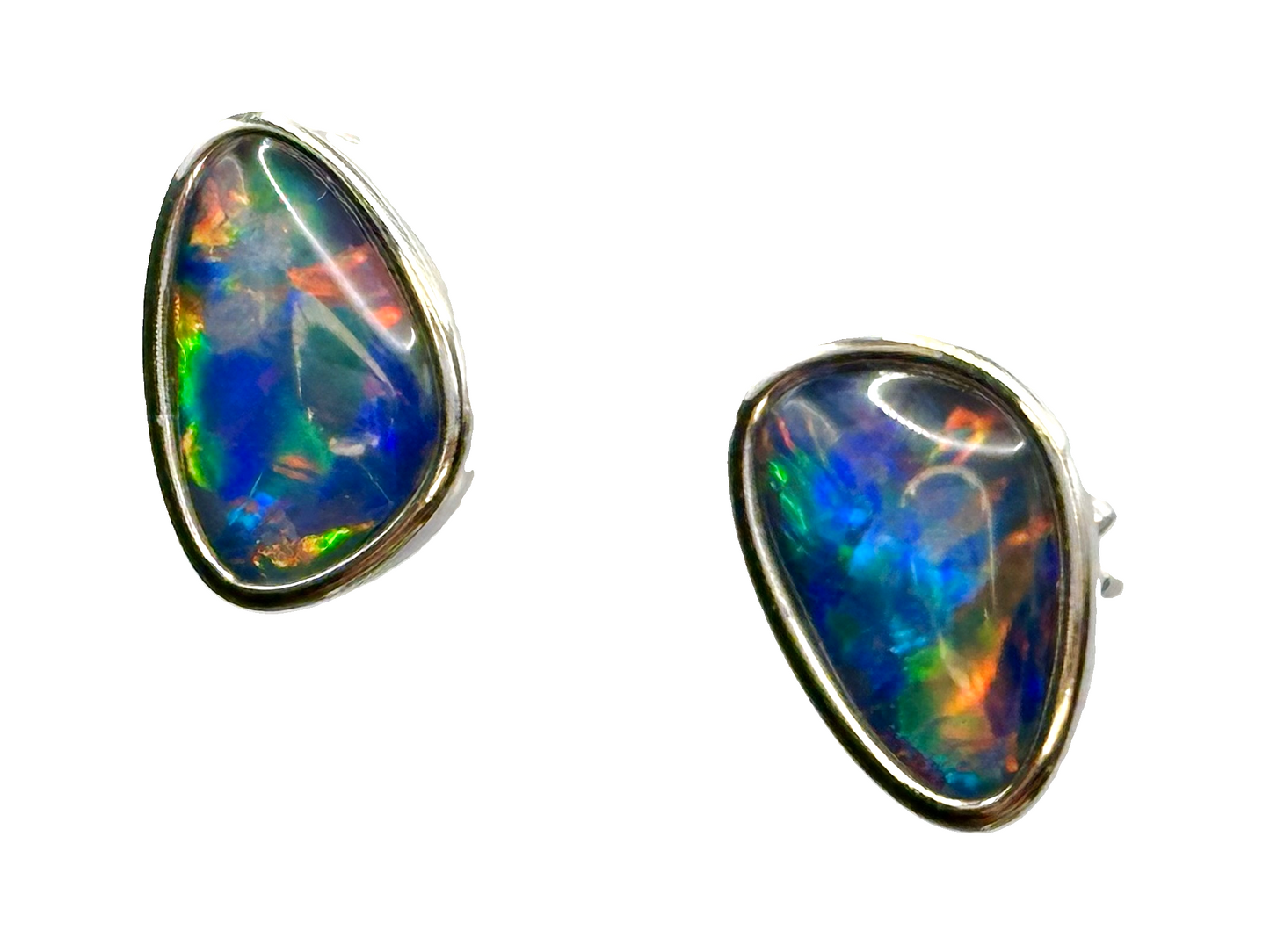 Sterling Silver Triplet Opal Stud Earrings