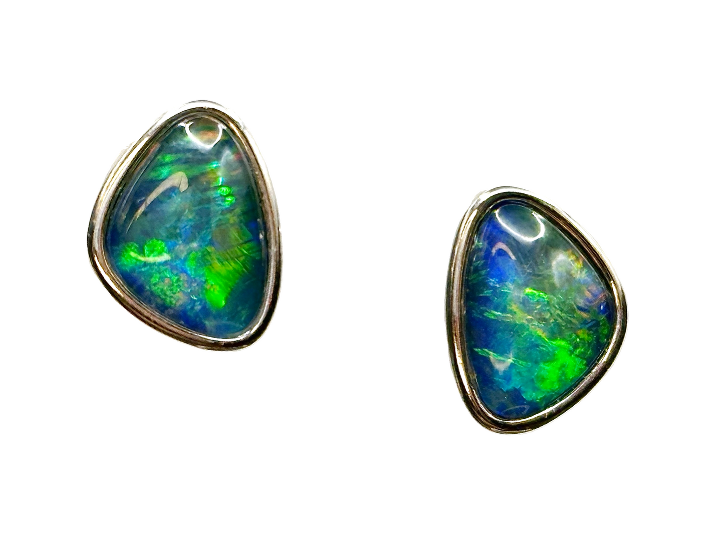 Sterling Silver Triplet Opal Stud Earrings