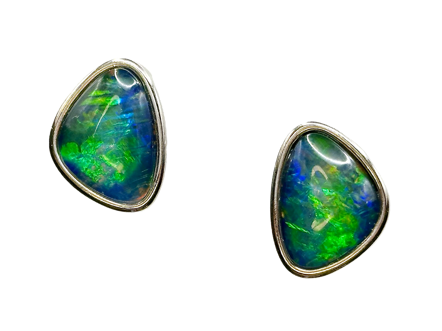 Sterling Silver Triplet Opal Stud Earrings