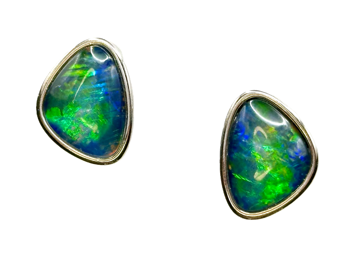 Sterling Silver Triplet Opal Stud Earrings