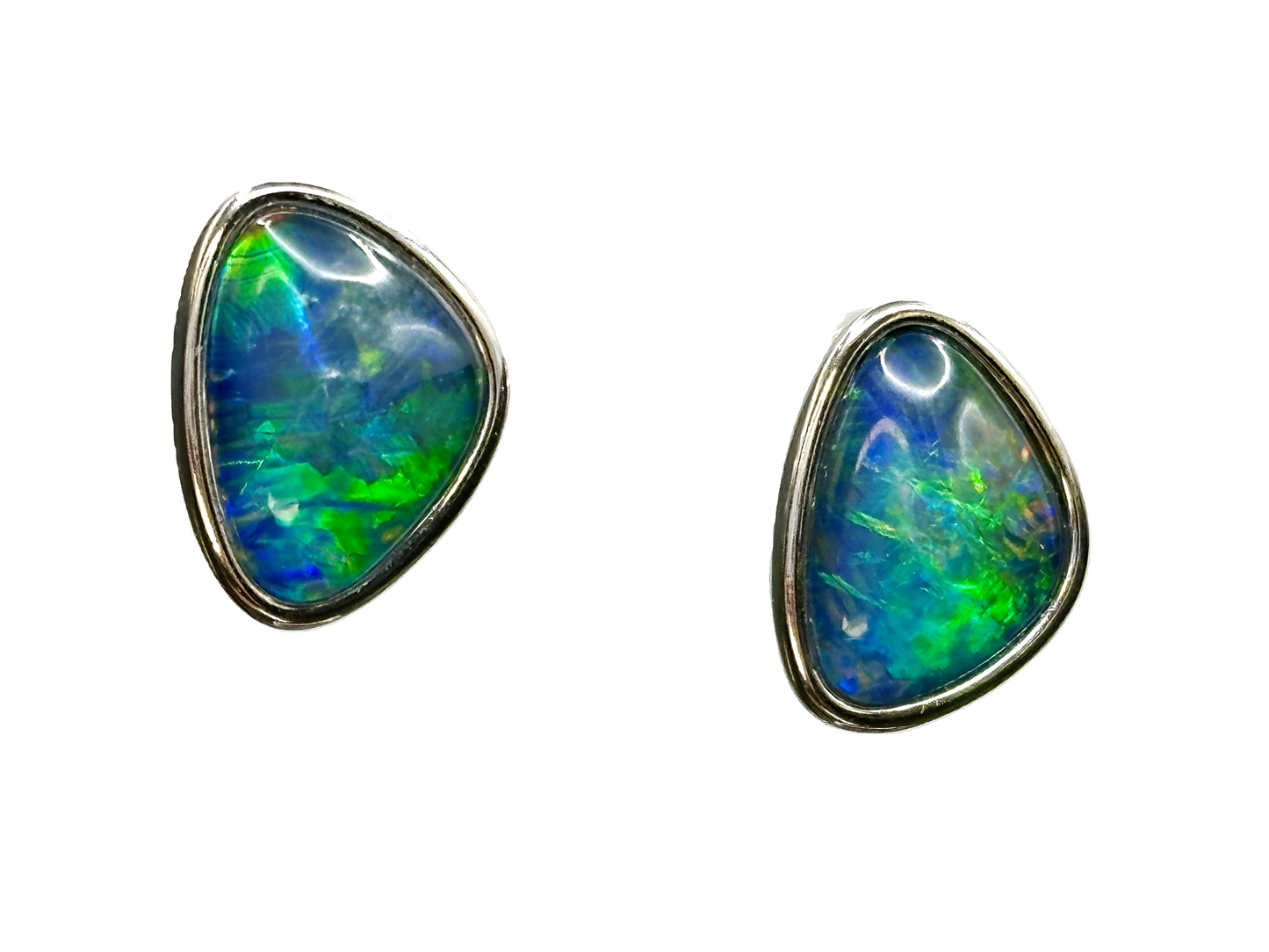 Sterling Silver Triplet Opal Stud Earrings