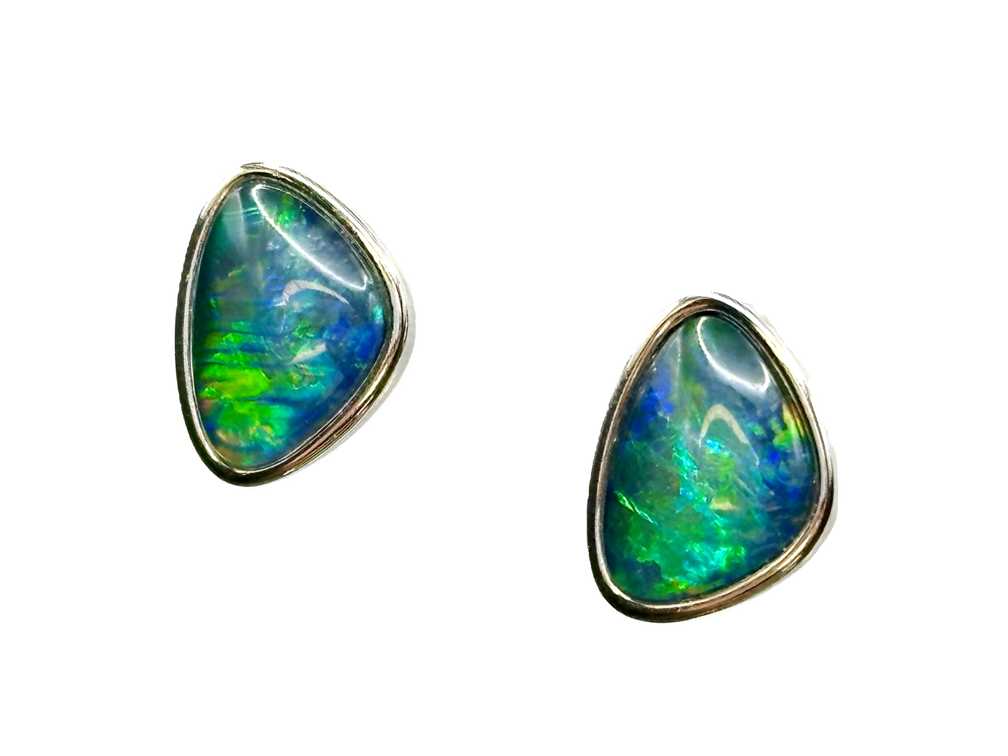 Sterling Silver Triplet Opal Stud Earrings