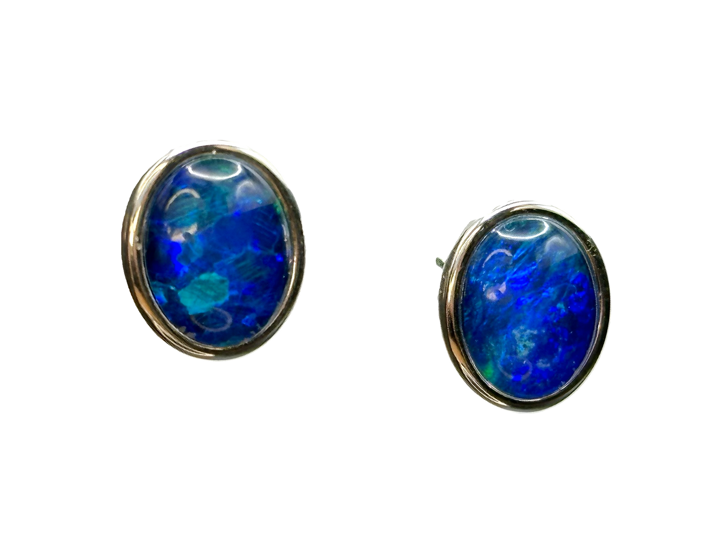 Sterling Silver Triplet Opal Stud Earrings