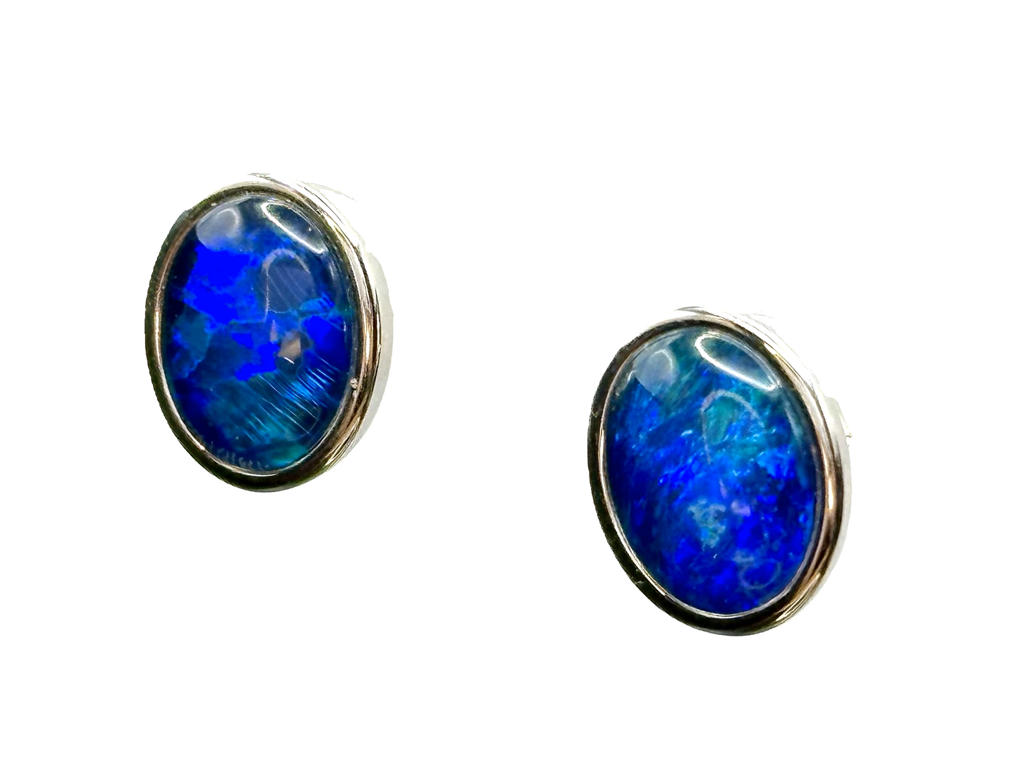 Sterling Silver Triplet Opal Stud Earrings