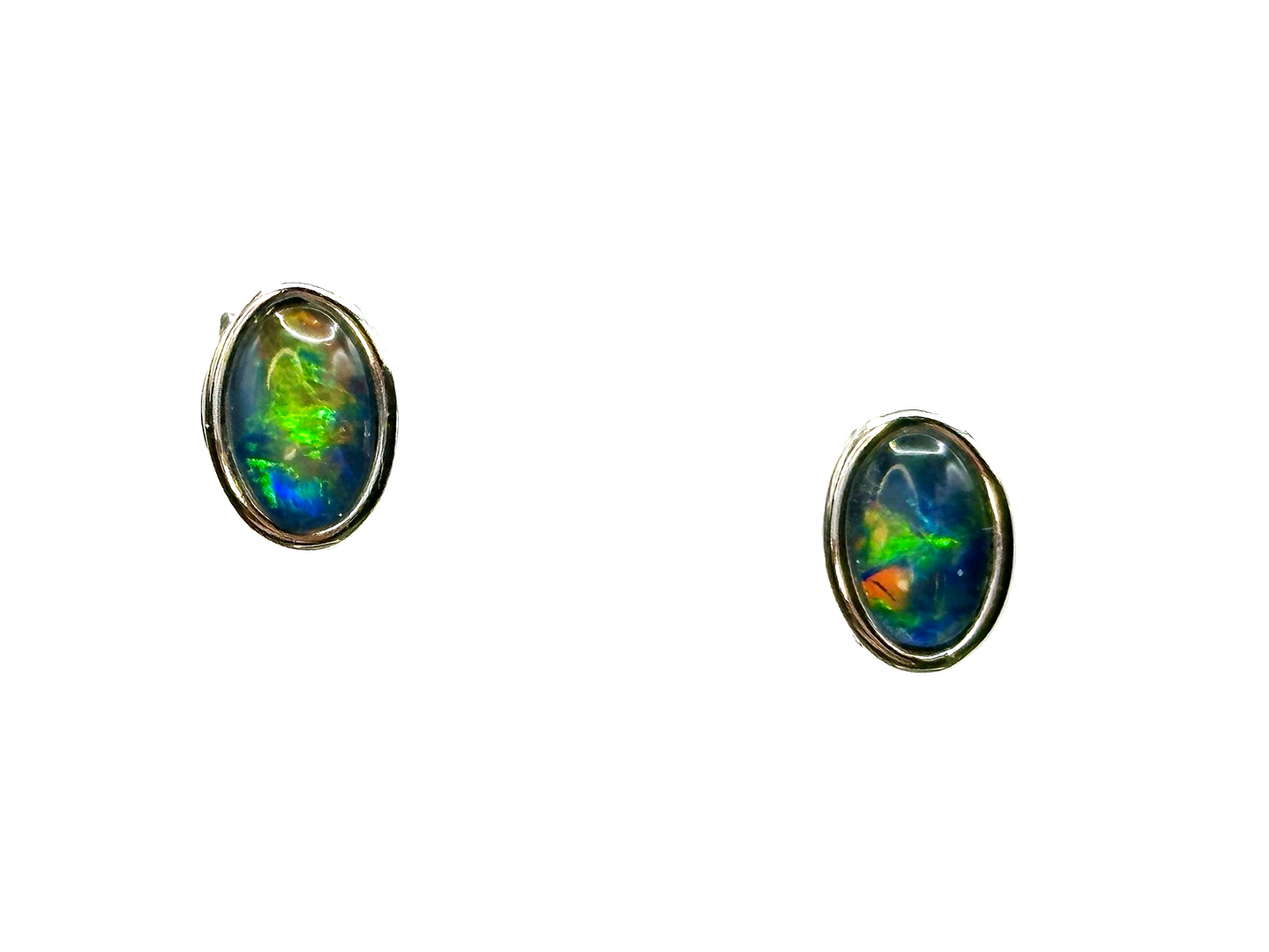 Sterling Silver Triplet Opal Stud Earrings