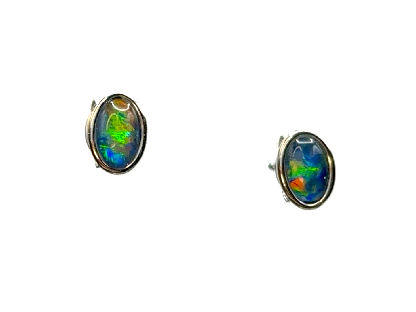 Sterling Silver Triplet Opal Stud Earrings