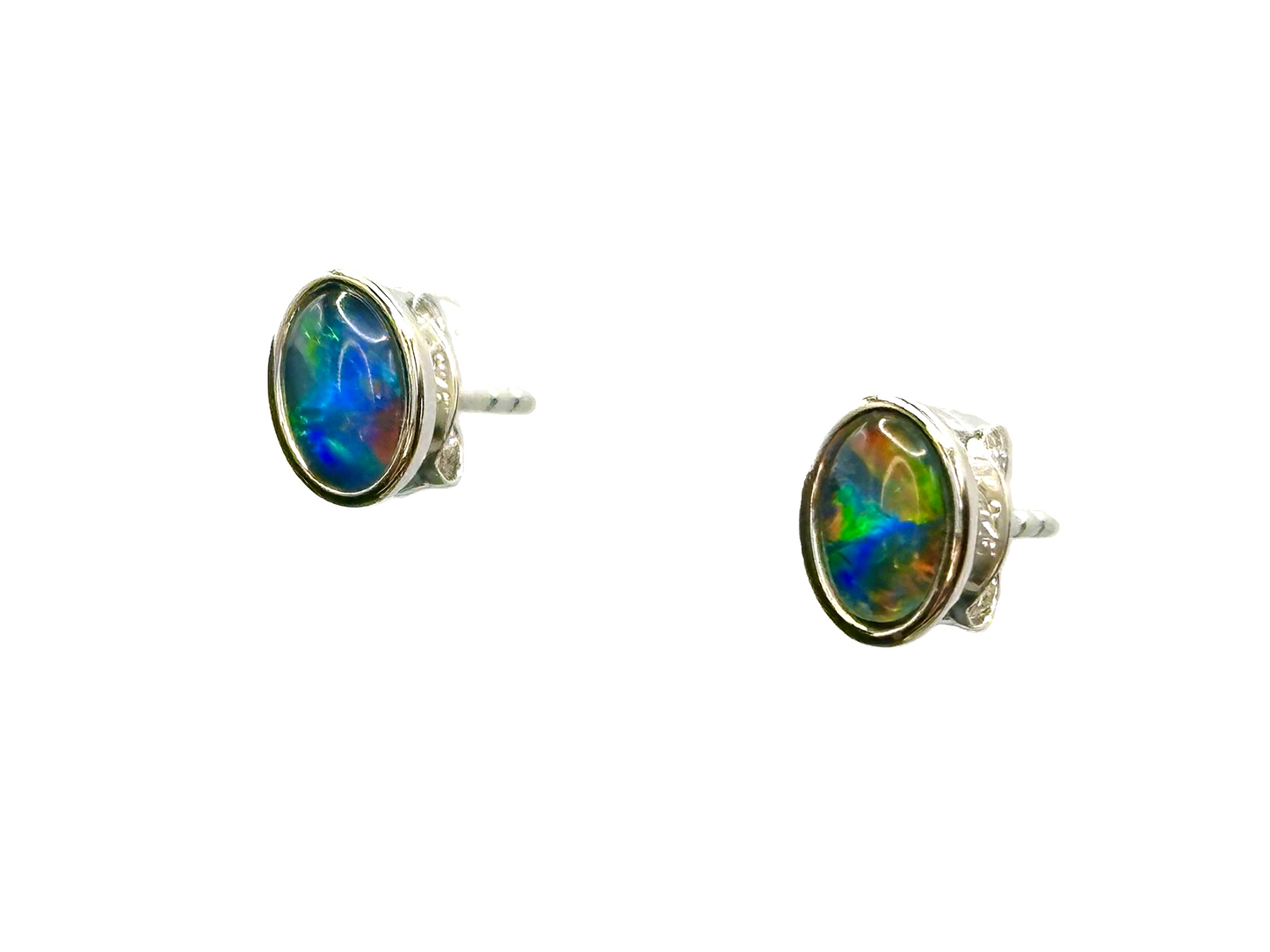 Sterling Silver Triplet Opal Stud Earrings