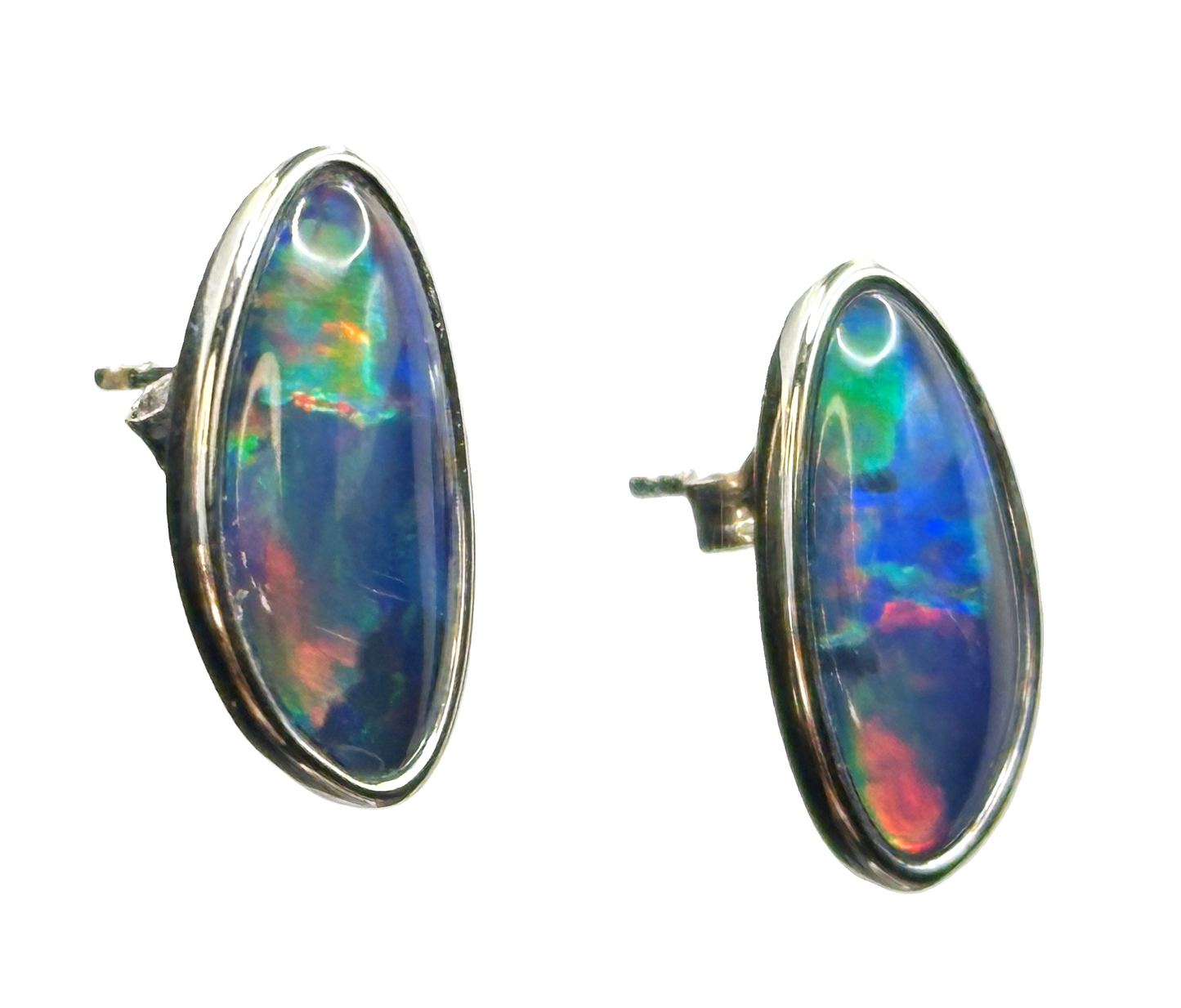 Sterling Silver Triplet Opal Stud Earrings