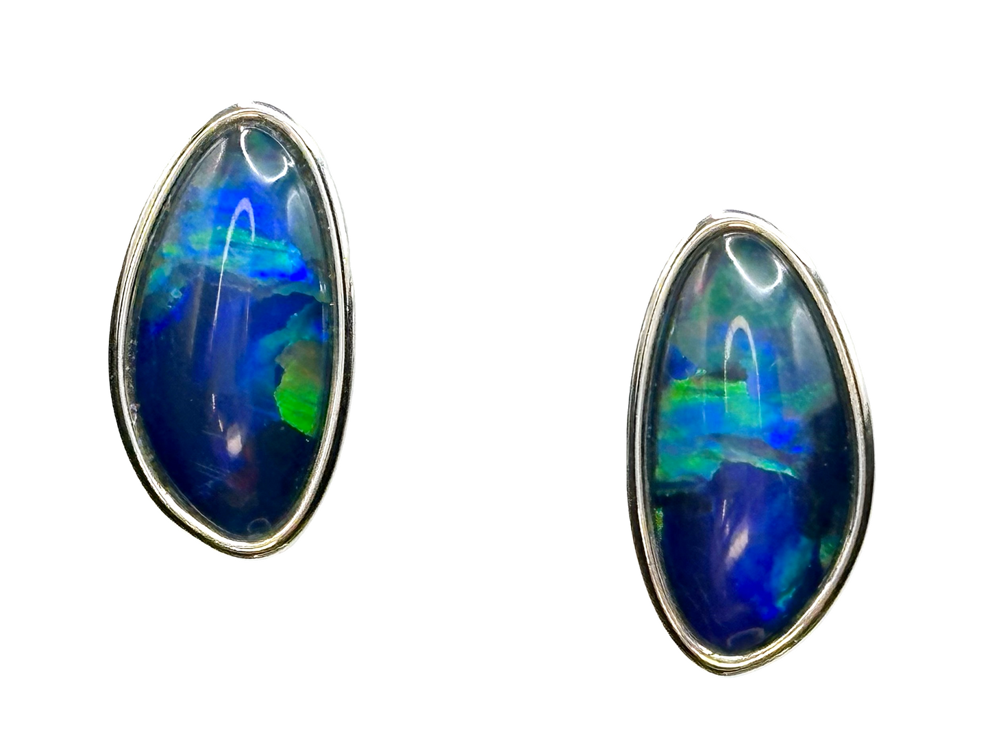 Sterling Silver Triplet Opal Stud Earrings