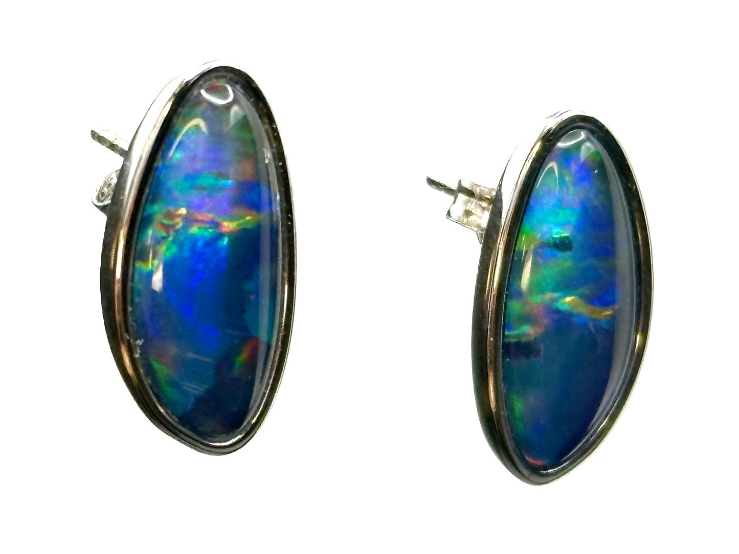 Sterling Silver Triplet Opal Stud Earrings