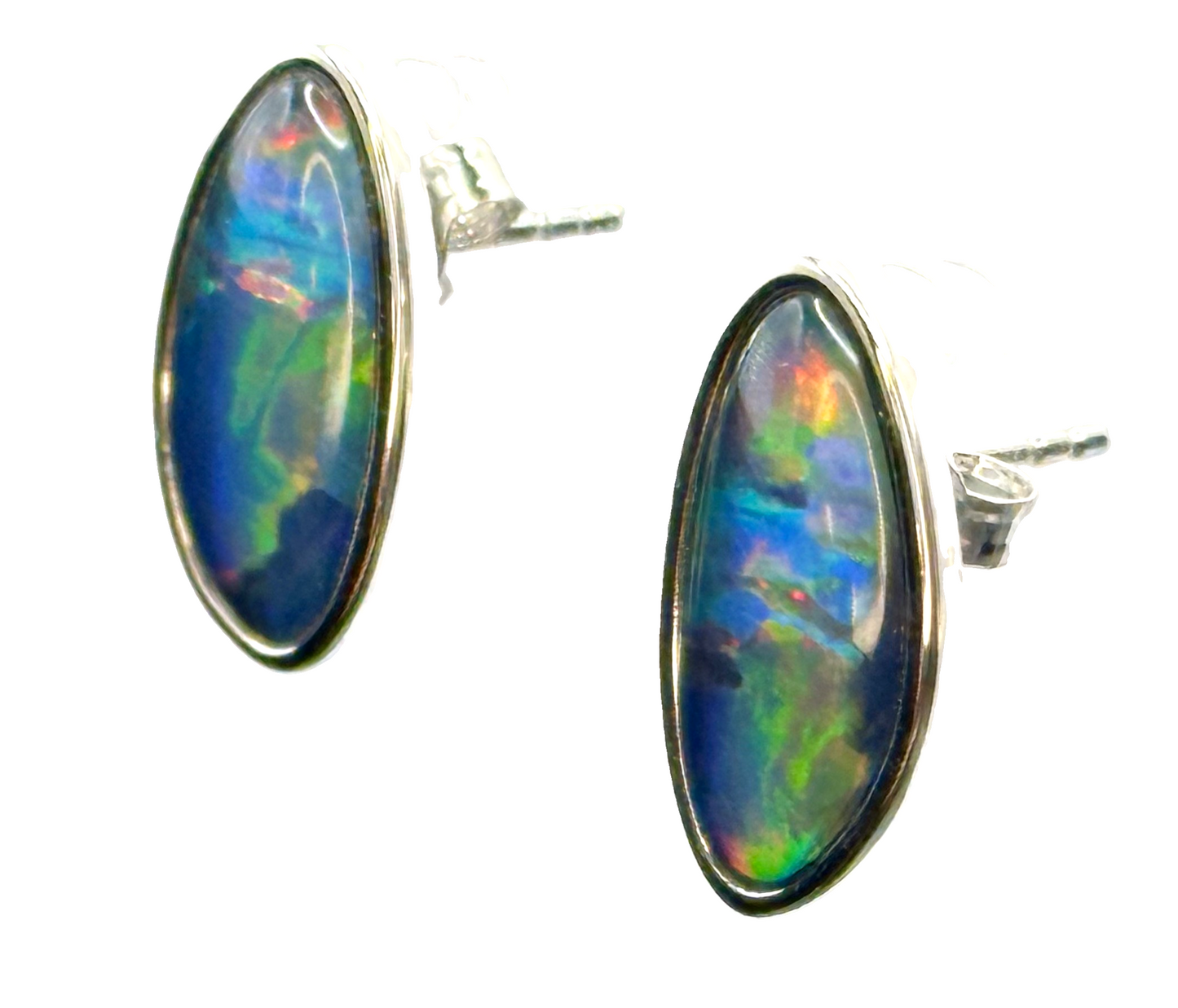 Sterling Silver Triplet Opal Stud Earrings