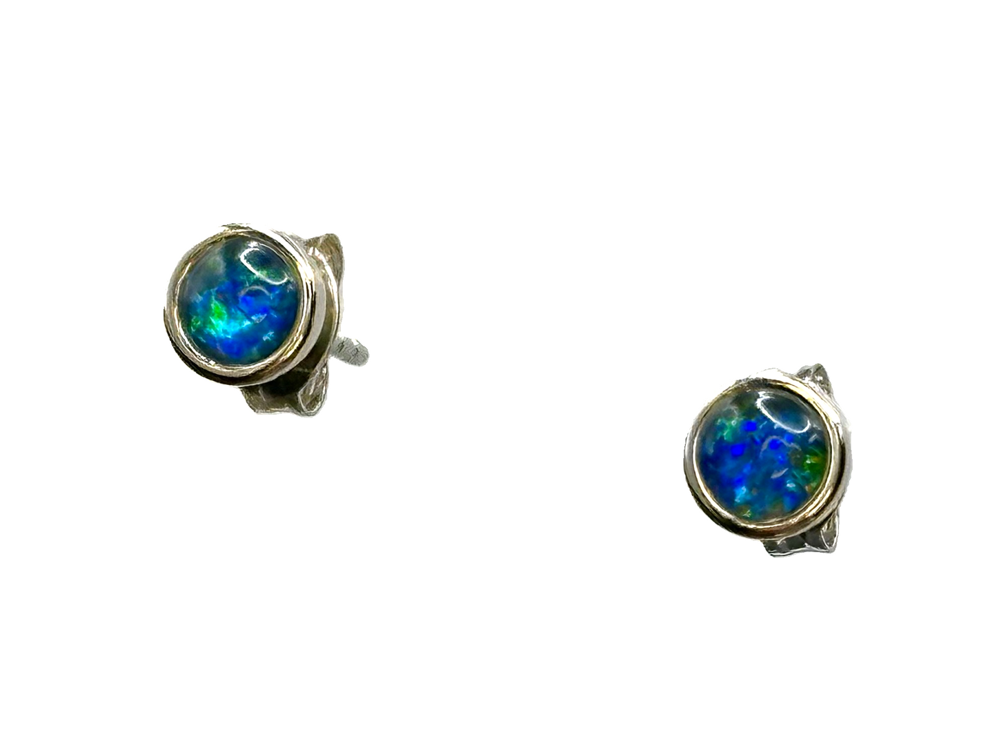 Sterling Silver Triplet Opal Stud Earrings