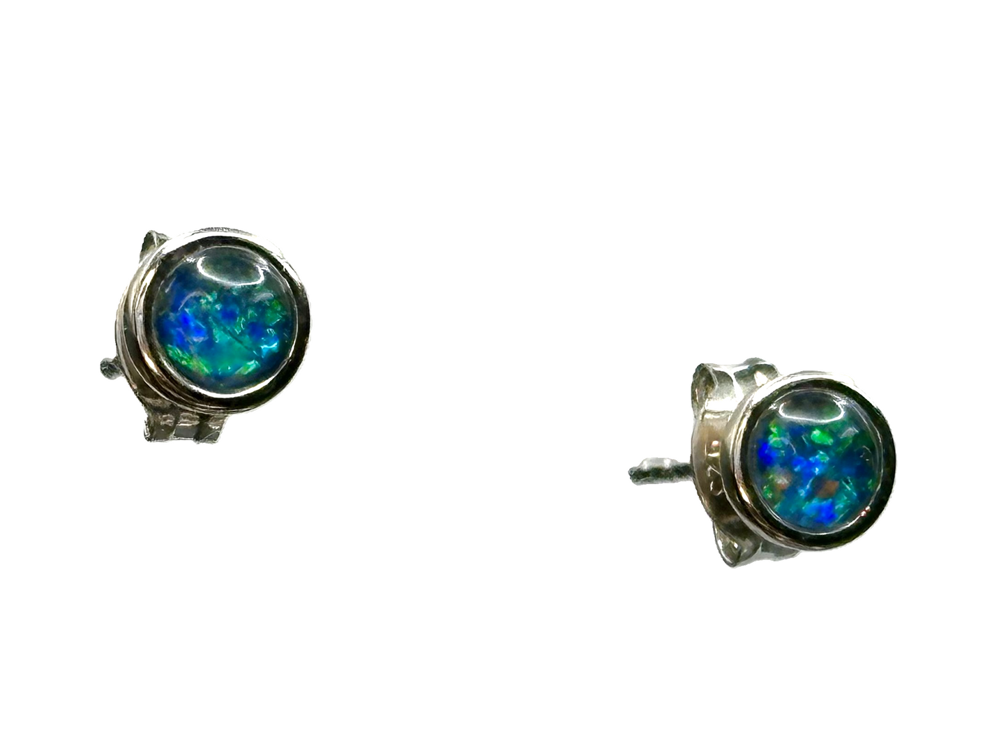 Sterling Silver Triplet Opal Stud Earrings