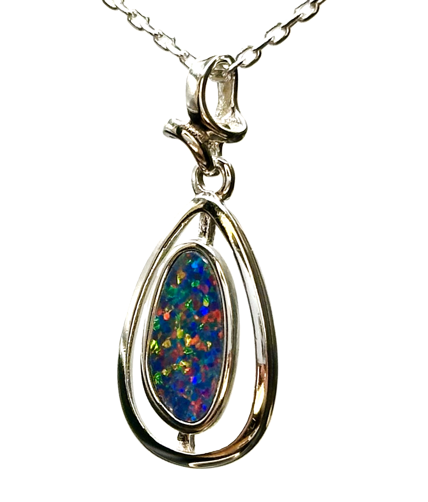 Sterling Silver Doublet Opal Pendant