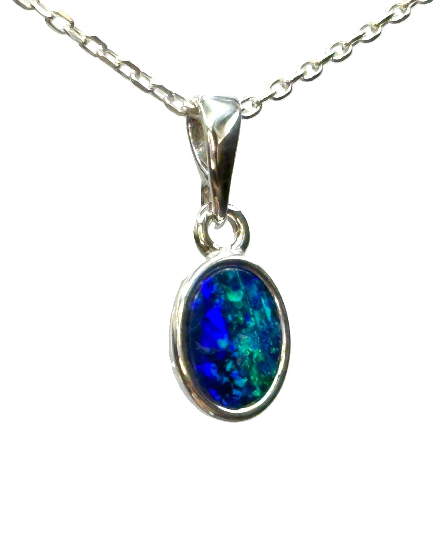 Sterling Silver Doublet Opal Pendant